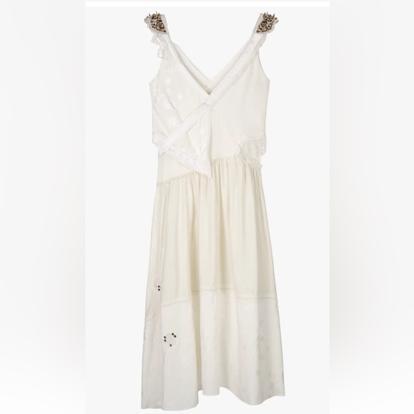 ZARA ATELIER OYSTER WHITE STUDDED BEADED DRESS LIMITED EDITION - Picture 4 of 11
